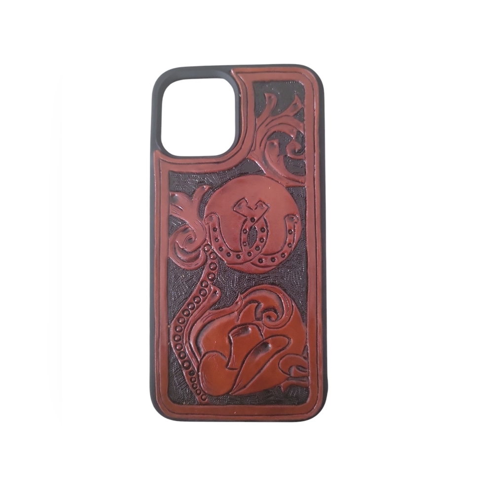 IPhone 12 Pro Max Handcrafted Tooled Leather Cell Phone Case